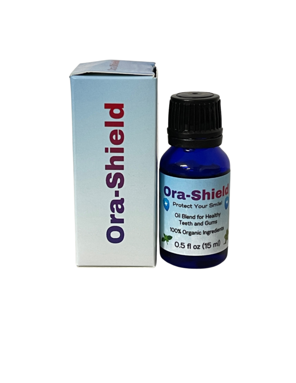 Ora-Shield, box and bottle organic essential oils for dental health