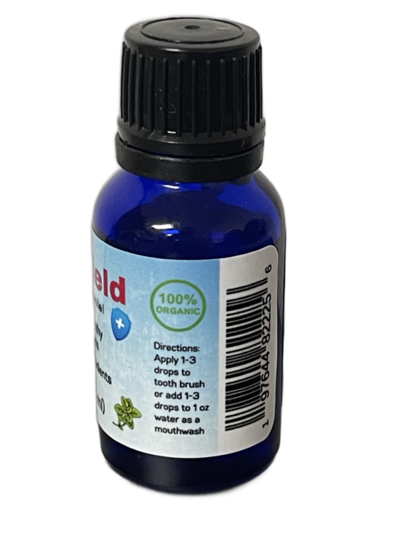 Ora-Shield, Right Panel, Organic Essential Oils for dental health.