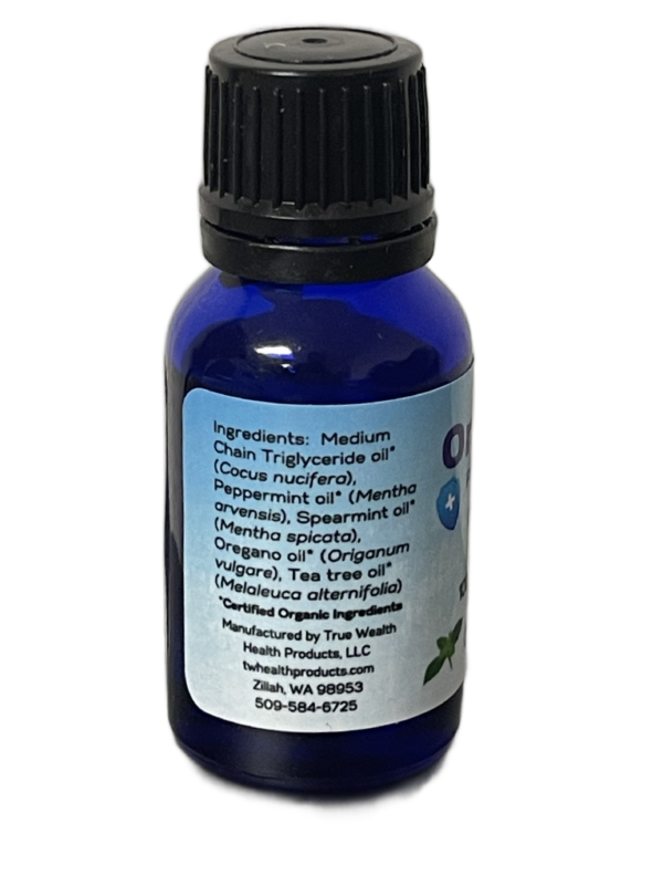 Ora-Shield, left panel, essential oils for dental health