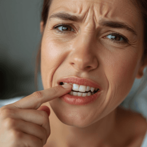 massage gum with finger Ora-Shield for sore or tender gums.