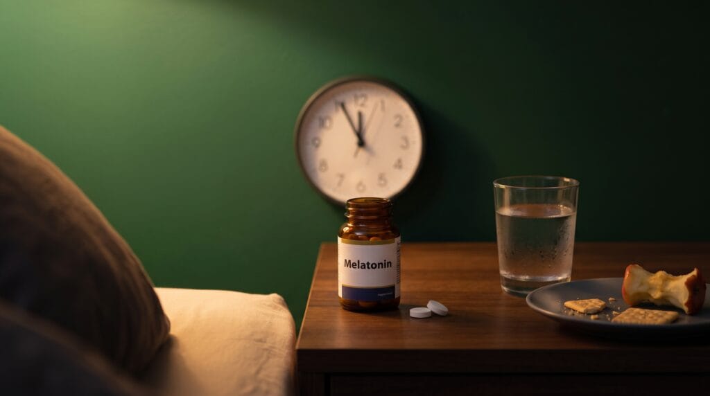 Melatonin suppresses secretion of insulin, which raises blood sugar if taken with food.