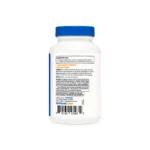 White dietary supplement bottle with a blue cap and a visible barcode on the label edge.