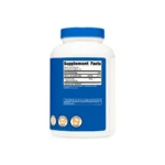 White supplement bottle with a blue label and blue cap, front-facing label shows a 'Supplement Facts' panel on a white background.